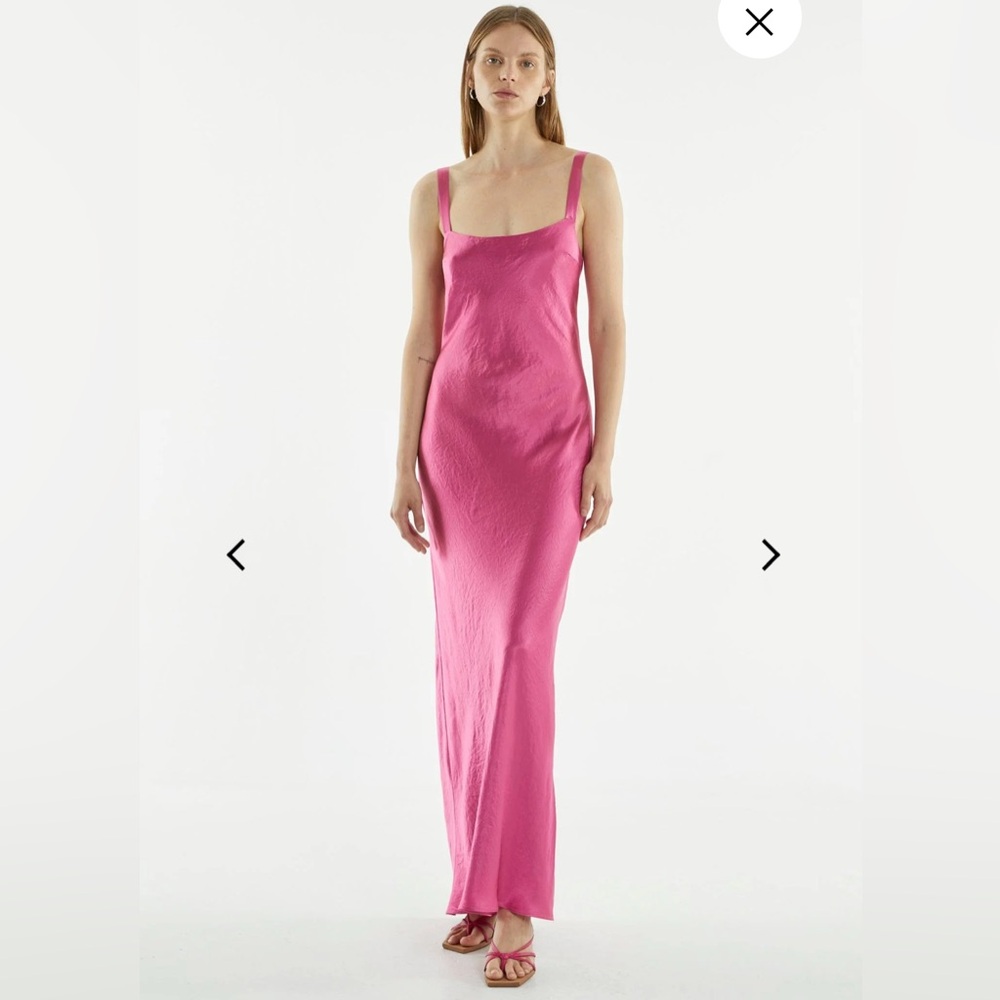 THIRD FORM - Crush Bias Silk Slip Dress in Watermelon - U.S. 2 / AU 6